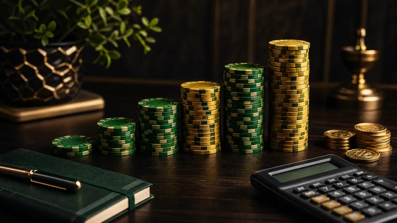 Tumpukan chip tersusun seperti grafik naik
